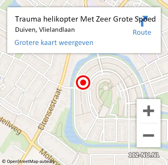 Locatie op kaart van de 112 melding: Trauma helikopter Met Zeer Grote Spoed Naar Duiven, Vlielandlaan op 5 juni 2024 22:57