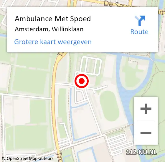 Locatie op kaart van de 112 melding: Ambulance Met Spoed Naar Amsterdam, Willinklaan op 6 juni 2024 00:17