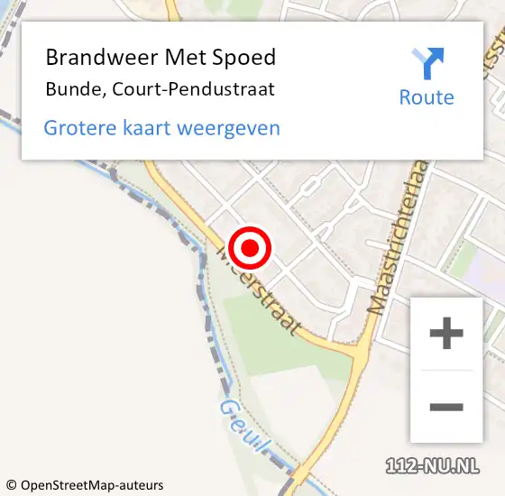 Locatie op kaart van de 112 melding: Brandweer Met Spoed Naar Bunde, Court-Pendustraat op 6 juni 2024 00:31