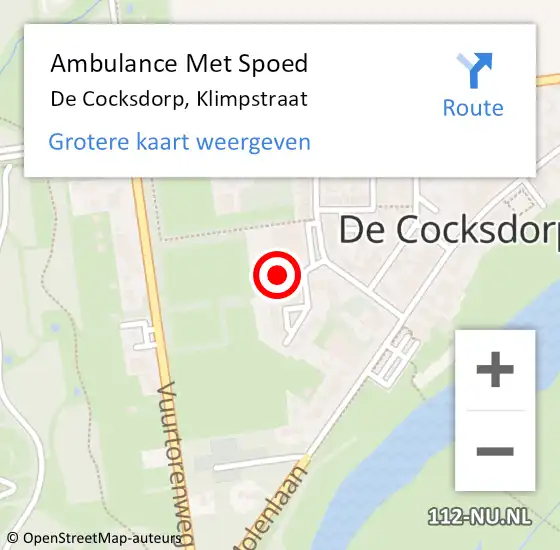 Locatie op kaart van de 112 melding: Ambulance Met Spoed Naar De Cocksdorp, Klimpstraat op 6 juni 2024 00:45