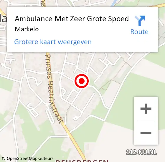 Locatie op kaart van de 112 melding: Ambulance Met Zeer Grote Spoed Naar Markelo op 6 juni 2024 01:30
