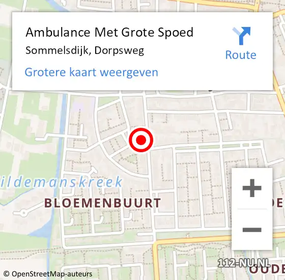 Locatie op kaart van de 112 melding: Ambulance Met Grote Spoed Naar Sommelsdijk, Dorpsweg op 6 juni 2024 01:30