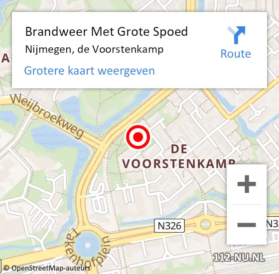 Locatie op kaart van de 112 melding: Brandweer Met Grote Spoed Naar Nijmegen, de Voorstenkamp op 6 juni 2024 01:48