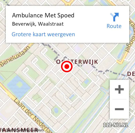 Locatie op kaart van de 112 melding: Ambulance Met Spoed Naar Beverwijk, Waalstraat op 6 juni 2024 02:15