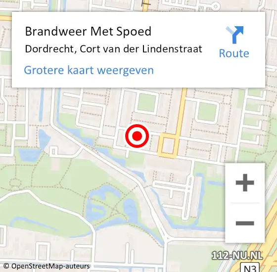 Locatie op kaart van de 112 melding: Brandweer Met Spoed Naar Dordrecht, Cort van der Lindenstraat op 6 juni 2024 02:23