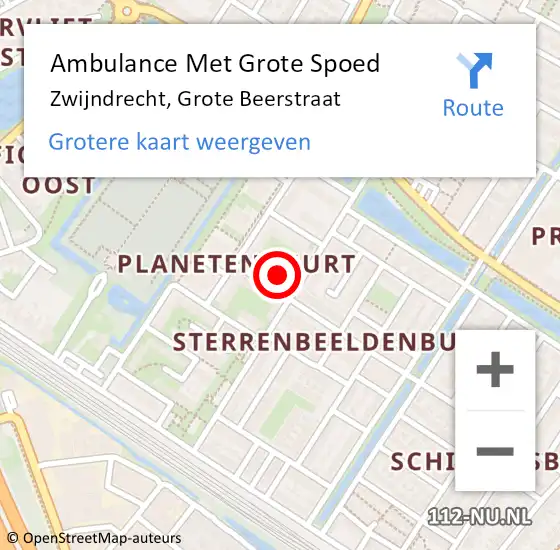 Locatie op kaart van de 112 melding: Ambulance Met Grote Spoed Naar Zwijndrecht, Grote Beerstraat op 6 juni 2024 02:45