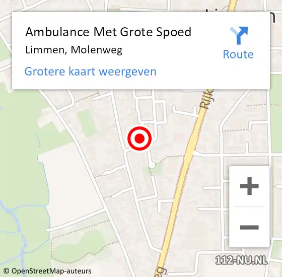 Locatie op kaart van de 112 melding: Ambulance Met Grote Spoed Naar Limmen, Molenweg op 6 juni 2024 03:16