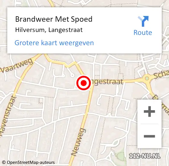 Locatie op kaart van de 112 melding: Brandweer Met Spoed Naar Hilversum, Langestraat op 6 juni 2024 03:18