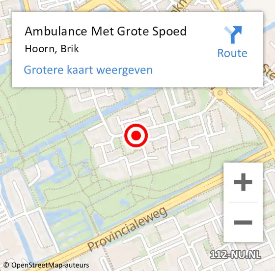 Locatie op kaart van de 112 melding: Ambulance Met Grote Spoed Naar Hoorn, Brik op 6 juni 2024 04:20