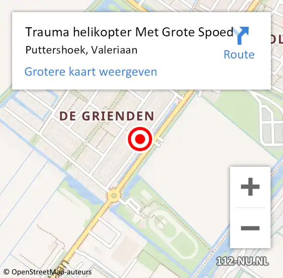 Locatie op kaart van de 112 melding: Trauma helikopter Met Grote Spoed Naar Puttershoek, Valeriaan op 6 juni 2024 05:47