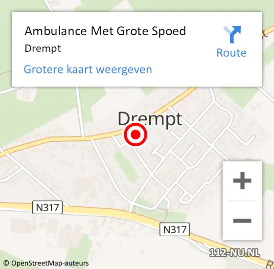 Locatie op kaart van de 112 melding: Ambulance Met Grote Spoed Naar Drempt op 6 juni 2024 07:11