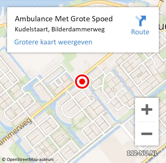 Locatie op kaart van de 112 melding: Ambulance Met Grote Spoed Naar Kudelstaart, Bilderdammerweg op 6 juni 2024 07:26