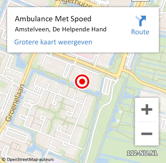 Locatie op kaart van de 112 melding: Ambulance Met Spoed Naar Amstelveen, De Helpende Hand op 6 juni 2024 07:47