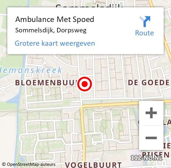 Locatie op kaart van de 112 melding: Ambulance Met Spoed Naar Sommelsdijk, Dorpsweg op 6 juni 2024 07:57