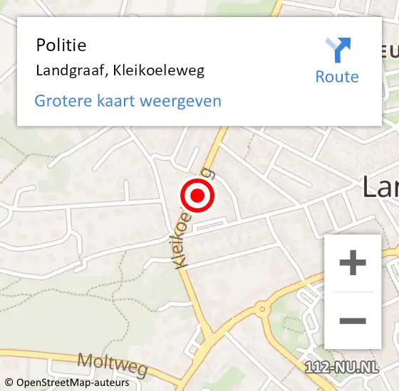 Locatie op kaart van de 112 melding: Politie Landgraaf, Kleikoeleweg op 6 juni 2024 08:26