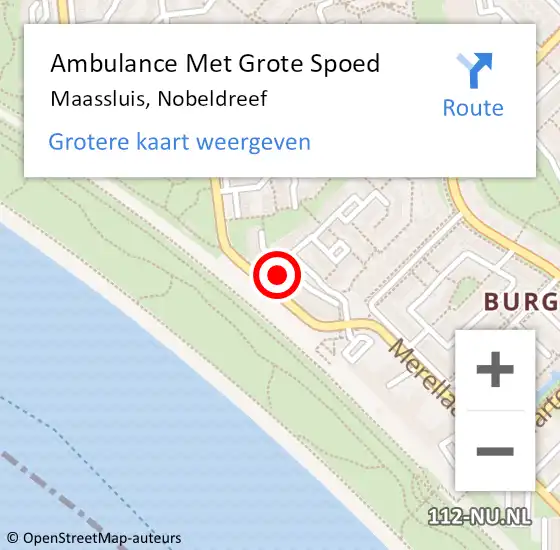 Locatie op kaart van de 112 melding: Ambulance Met Grote Spoed Naar Maassluis, Nobeldreef op 6 juni 2024 08:58