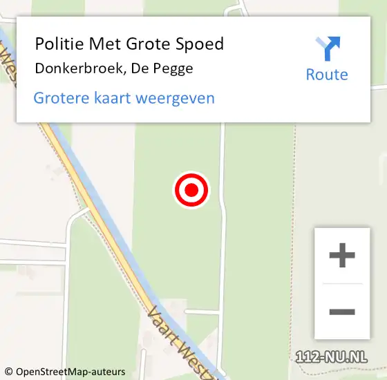 Locatie op kaart van de 112 melding: Politie Met Grote Spoed Naar Donkerbroek, De Pegge op 6 juni 2024 09:01