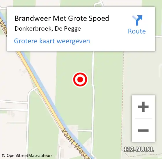 Locatie op kaart van de 112 melding: Brandweer Met Grote Spoed Naar Donkerbroek, De Pegge op 6 juni 2024 09:02