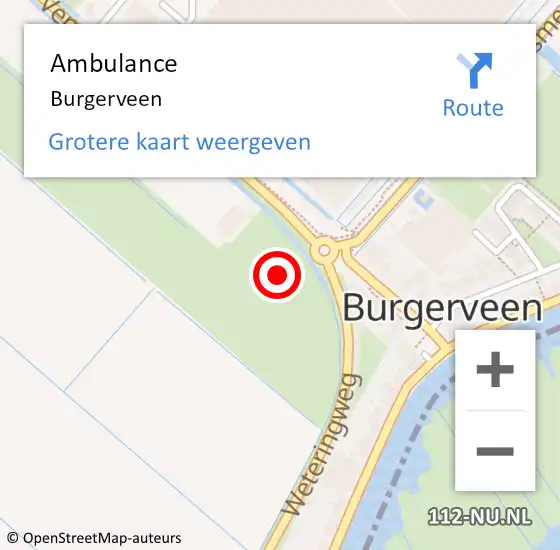 Locatie op kaart van de 112 melding: Ambulance Burgerveen op 6 juni 2024 09:03