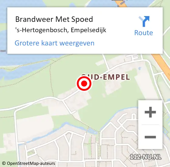 Locatie op kaart van de 112 melding: Brandweer Met Spoed Naar 's-Hertogenbosch, Empelsedijk op 6 juni 2024 09:15