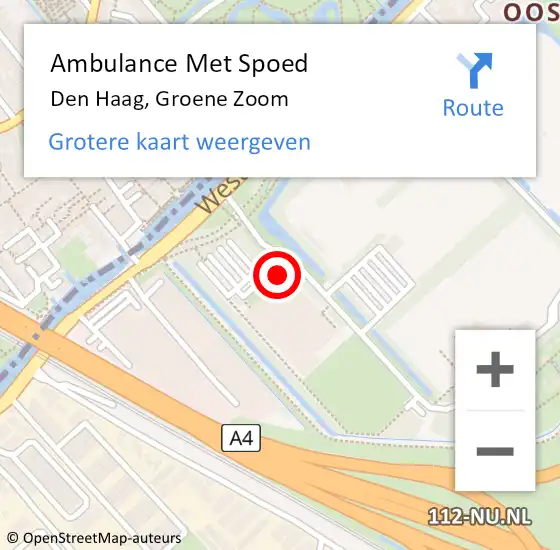 Locatie op kaart van de 112 melding: Ambulance Met Spoed Naar Den Haag, Groene Zoom op 6 juni 2024 09:31