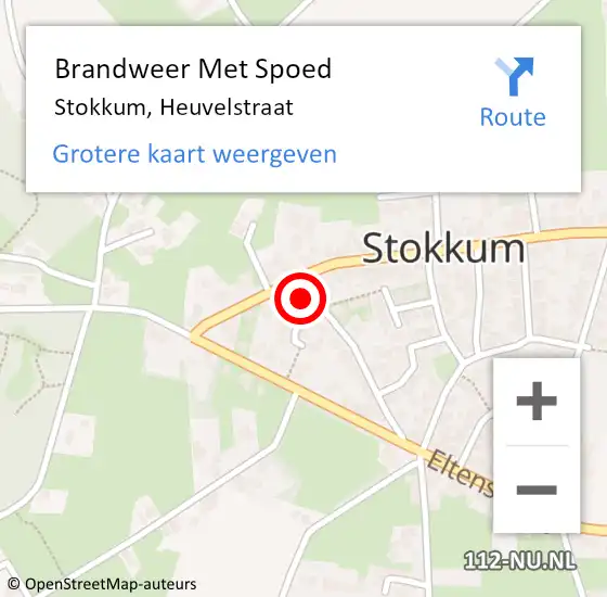 Locatie op kaart van de 112 melding: Brandweer Met Spoed Naar Stokkum, Heuvelstraat op 6 juni 2024 09:37