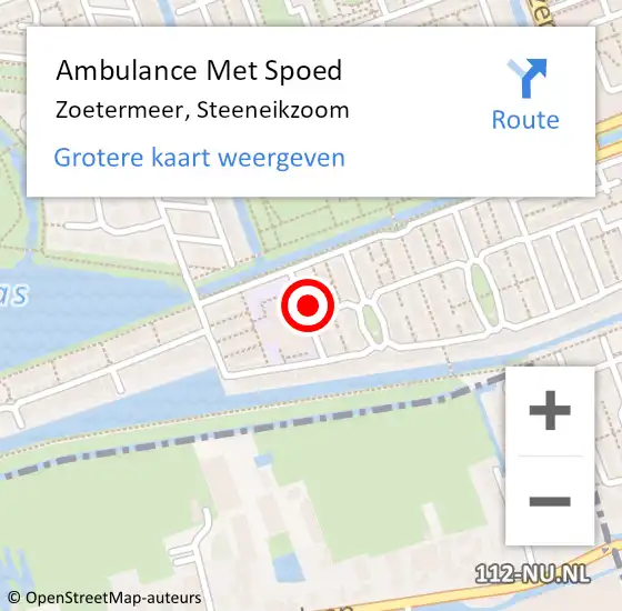 Locatie op kaart van de 112 melding: Ambulance Met Spoed Naar Zoetermeer, Steeneikzoom op 6 juni 2024 09:46