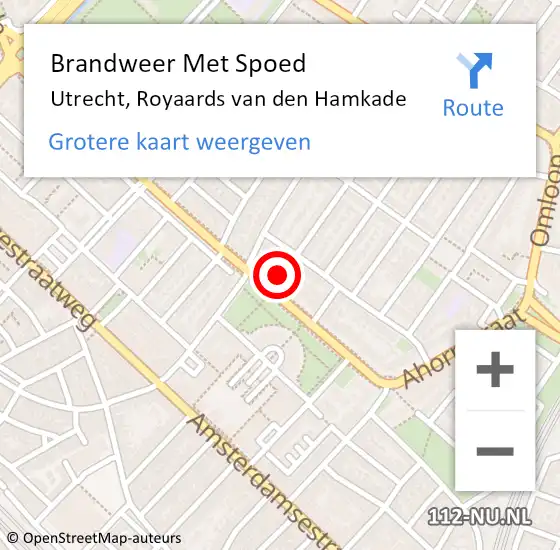 Locatie op kaart van de 112 melding: Brandweer Met Spoed Naar Utrecht, Royaards van den Hamkade op 6 juni 2024 10:03