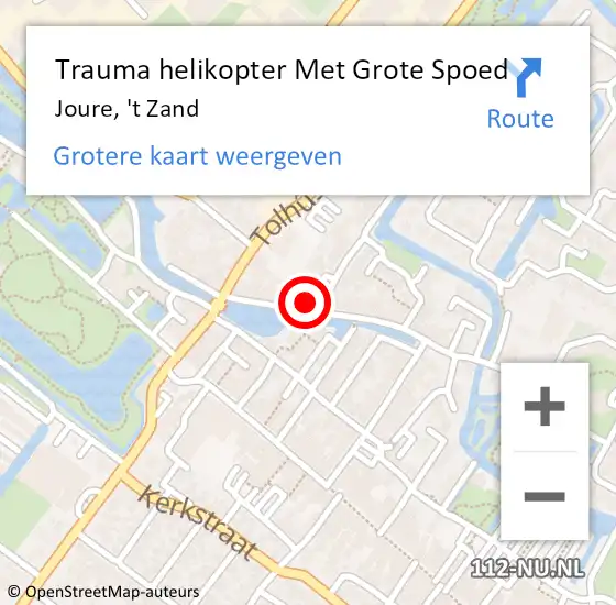 Locatie op kaart van de 112 melding: Trauma helikopter Met Grote Spoed Naar Joure, 't Zand op 6 juni 2024 10:03