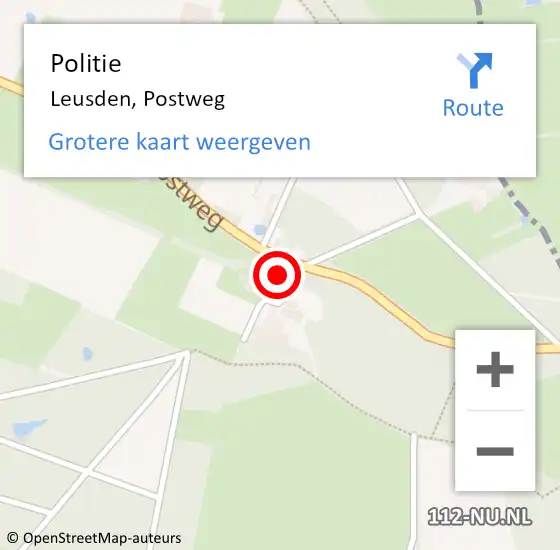 Locatie op kaart van de 112 melding: Politie Leusden, Postweg op 6 juni 2024 10:37