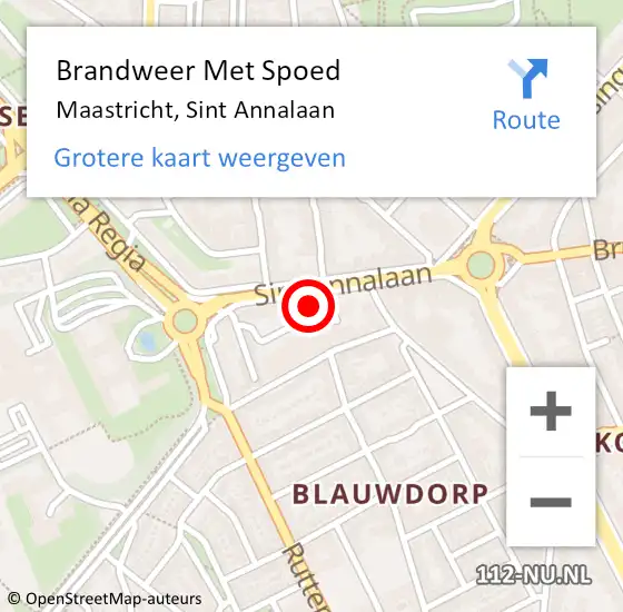 Locatie op kaart van de 112 melding: Brandweer Met Spoed Naar Maastricht, Sint Annalaan op 6 juni 2024 10:37