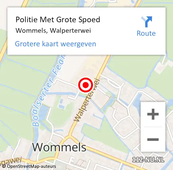 Locatie op kaart van de 112 melding: Politie Met Grote Spoed Naar Wommels, Walperterwei op 6 juni 2024 10:59