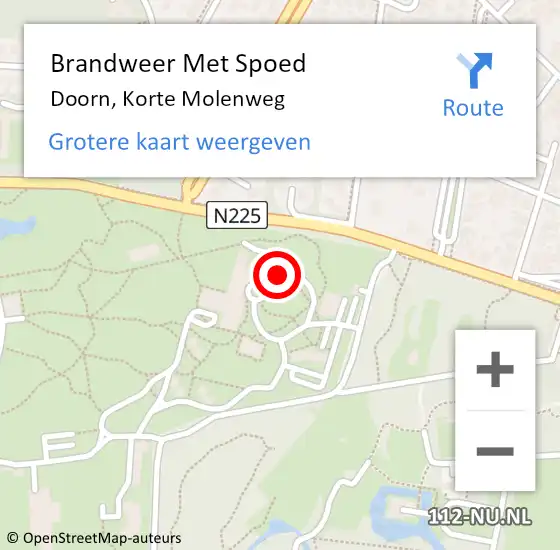 Locatie op kaart van de 112 melding: Brandweer Met Spoed Naar Doorn, Korte Molenweg op 6 juni 2024 11:04