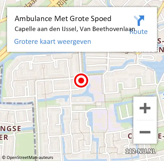 Locatie op kaart van de 112 melding: Ambulance Met Grote Spoed Naar Capelle aan den IJssel, Van Beethovenlaan op 6 juni 2024 11:12