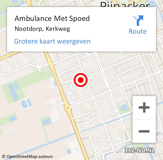 Locatie op kaart van de 112 melding: Ambulance Met Spoed Naar Nootdorp, Kerkweg op 6 juni 2024 11:18