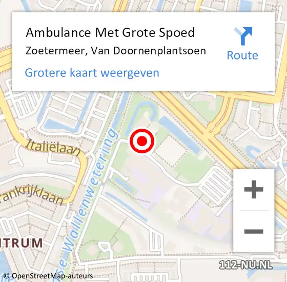 Locatie op kaart van de 112 melding: Ambulance Met Grote Spoed Naar Zoetermeer, Van Doornenplantsoen op 6 juni 2024 11:22