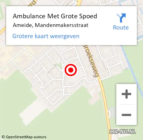 Locatie op kaart van de 112 melding: Ambulance Met Grote Spoed Naar Ameide, Mandenmakersstraat op 6 juni 2024 11:45