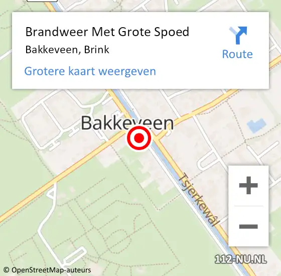 Locatie op kaart van de 112 melding: Brandweer Met Grote Spoed Naar Bakkeveen, Brink op 6 juni 2024 11:55