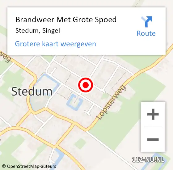 Locatie op kaart van de 112 melding: Brandweer Met Grote Spoed Naar Stedum, Singel op 6 juni 2024 11:56