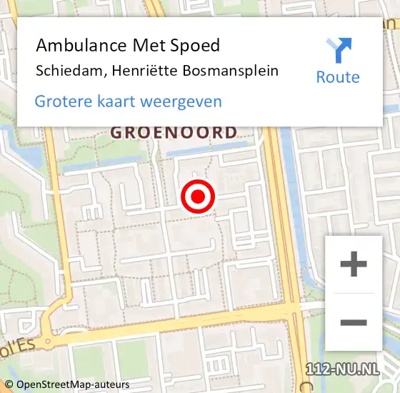 Locatie op kaart van de 112 melding: Ambulance Met Spoed Naar Schiedam, Henriëtte Bosmansplein op 6 juni 2024 12:11