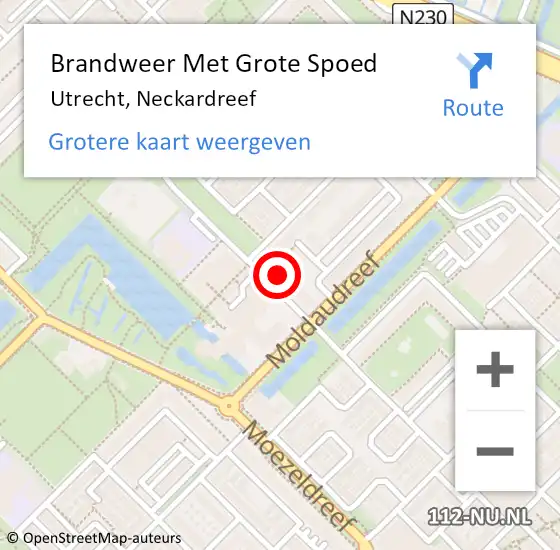 Locatie op kaart van de 112 melding: Brandweer Met Grote Spoed Naar Utrecht, Neckardreef op 6 juni 2024 12:16