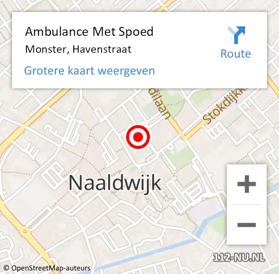 Locatie op kaart van de 112 melding: Ambulance Met Spoed Naar Monster, Havenstraat op 6 juni 2024 12:21