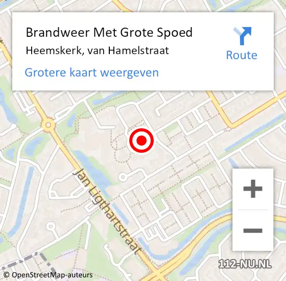 Locatie op kaart van de 112 melding: Brandweer Met Grote Spoed Naar Heemskerk, van Hamelstraat op 6 juni 2024 12:49