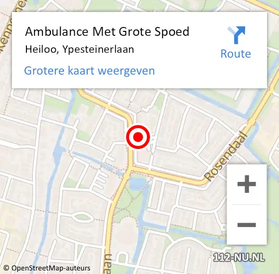 Locatie op kaart van de 112 melding: Ambulance Met Grote Spoed Naar Heiloo, Ypesteinerlaan op 6 juni 2024 13:09