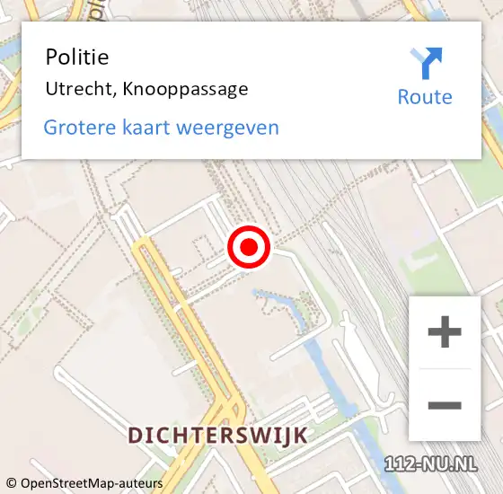 Locatie op kaart van de 112 melding: Politie Utrecht, Knooppassage op 6 juni 2024 13:14