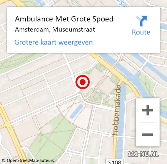 Locatie op kaart van de 112 melding: Ambulance Met Grote Spoed Naar Amsterdam, Museumstraat op 6 juni 2024 13:18