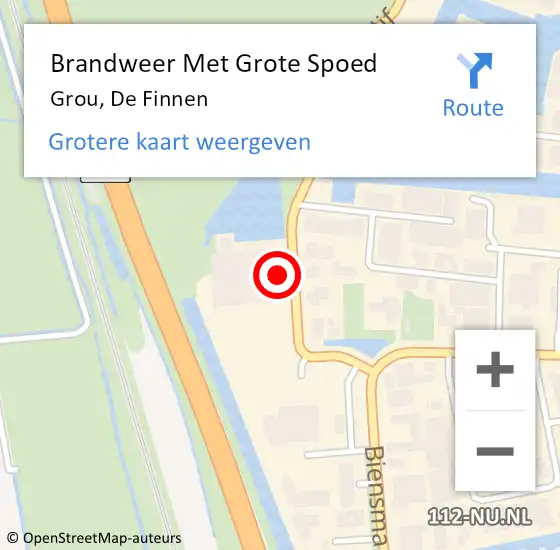 Locatie op kaart van de 112 melding: Brandweer Met Grote Spoed Naar Grou, De Finnen op 8 oktober 2014 14:31