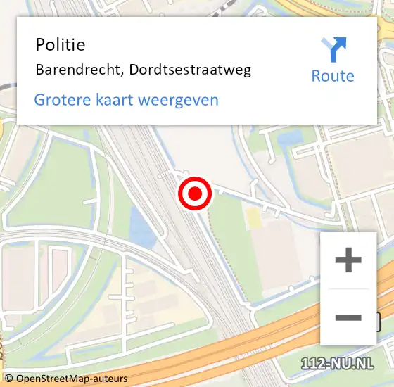 Locatie op kaart van de 112 melding: Politie Barendrecht, Dordtsestraatweg op 6 juni 2024 13:39