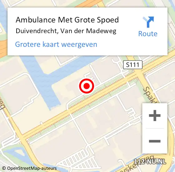 Locatie op kaart van de 112 melding: Ambulance Met Grote Spoed Naar Duivendrecht, Van der Madeweg op 6 juni 2024 13:41