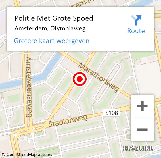 Locatie op kaart van de 112 melding: Politie Met Grote Spoed Naar Amsterdam, Olympiaweg op 6 juni 2024 13:44